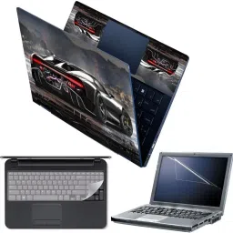 Anweshas 4 in 1 Combo Pack with Laptop Skin Sticker Decal, Palmrest Skin, Screen Protector, Key Guard for 15.6 Inch Laptop - Elegant 488 Combo Set-18