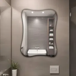 Amoeba Shape Designer Wall Mounted Frameless Mirror with Beveled Edges Bathroom Mirror-2