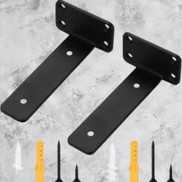 Shelf Brackets 12 Inch Heavy Duty Industrial Shelf Bracket, Black Metal 90 Shelf Bracket-25