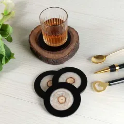 amaya decors Black & White Resin Coaster Set of 4-picture-38