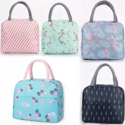 Lunch Box Portable Insulated Canvas Lunch ( Multicolor ) Bag Waterproof Lunch Bag-image-1