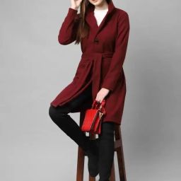 Cotton Blend Solid Coat For Women-image-53