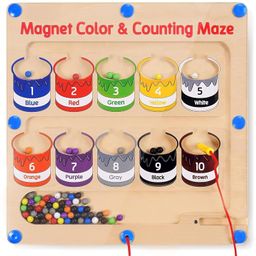 Wooden Magnet Board Counting & Color Sorting Toddler Activities Education-17