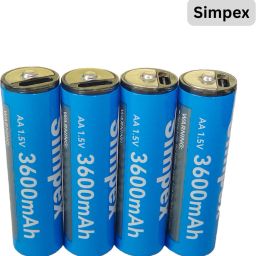 Simpex 3600mAh High Power AA Rechargeable Lithium Ion Battery with C Type ChargingCamera Battery Charger image 2