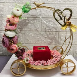 Engagement Ring platter with Customize name beautiful Floral work Wood Decorative Platter-27
