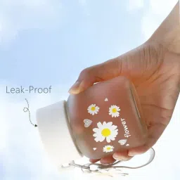 vincenzo Glass Water Bottle with Lid - 300 ML 300 ml Bottle image 5
