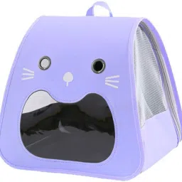 Kitty Comfort Cat Carrier Bag Foldable & Breathable TravelFor Cats Puppies Purple Backpack Pet Carrier-image-55