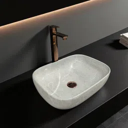 Premium Designer Ceramic Wash basin (RJ-13) with Waste pipe & Coupling (18x13x5)(M13)RJ Table Top Basin-image-2