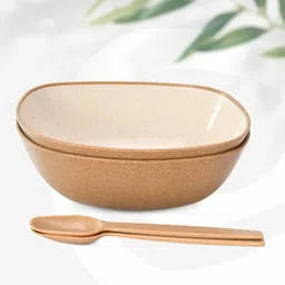 eha Biocomposite Serving Bowl with Spoons | Made with Rice Husk | Microwave Safe Bowls For Kitchen With Spoons-picture-22