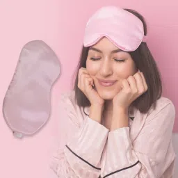Soft Satin Blindfold Sleep Eye Mask for Travel,Work & MeditationPink1 PC-image-29