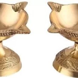 Designer Brass charmukhi Pooja Oil Diya for Diwali Pooja Daily Puja(Pack 02) Brass (Pack of 2) Table Diya Set-63