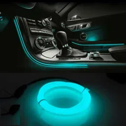 EL Wire Car Interior Light Ambient Neon Light for All Car Models with Power Adapter (5 Meter) (Ice Blue) Car Fancy Lights-27