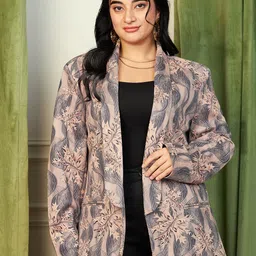 curve by kassually Women Printed Single Breasted Casual Blazer-picture-33