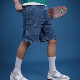 Tie & Dye Men Blue Denim Shorts-picture-23