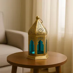 market 99 Moroccan Lantern With Plain Glass | Gold Iron Candle Holder-picture-5