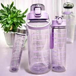 Motivational bottle with TimeMarker Set of 3(2 Litre,900ml,300ml)(Purple & Pink) 2000 ml Bottle-22