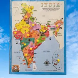 Wooden India Map Puzzle for Kids with States,Their Capitals,18Pieces withKnobs42-image-36