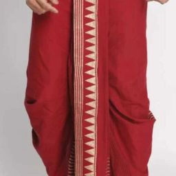 patitpavan Patitpavan pure cotton freesixe red dhoti with thick ebroidery Men Dhoti-image-3
