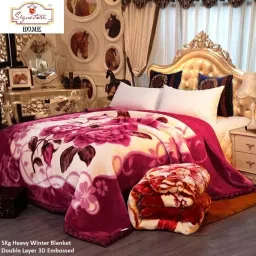 Floral Double Mink Blanket for Heavy Winter-26
