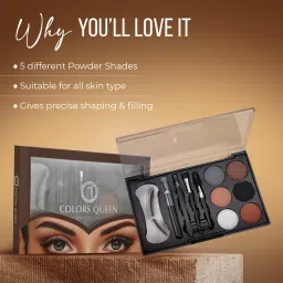 colors queen Eyebrow Styling Kit with Wax, Spoolie, Pencil, Stencil, Plucker & Angular Brush 15 g image 4