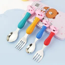 Cartoon Pig Spoon Set for Kids Fun Cartoon Design Safe & Durable Steel Cutlery Set-image-63