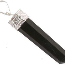 Natural Healing Stone for Reiki Black Tourmaline Pencil Pendant For Unisex for a peaceful (3 x 0.5 x 1 Cm) Black. Regular Oval Rock Stone-image-10