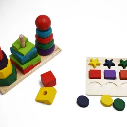 Wooden Three Column Tower Shape Puzzle Stacker Shape Sorter Puzzle Stacking Toy-image-34