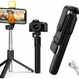 SURYAKUSH Best Quality R1S Bluetooth Remote Selfie Light 3in1 Selfie Stick Tripod Stand Single Gimbal for Camera, Mobile-12