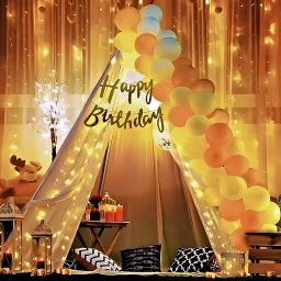 Happy Birthday Cabana Tent Party Decoration 26 Pics Combo White,Golden-13
