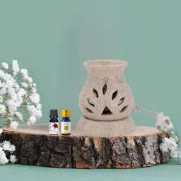 Ceramic Electric Diffuser, White Color For Home Decor With Lavender & Rose 10 ML Aroma Oil, Diffuser, Diffuser Set-47