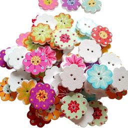 50 Pieces Sunflower 2 Holes Wooden Buttons Sewing DIY Craft Scrapbooking Wooden Buttons-24