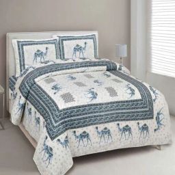 Blue Abstract 144 TC Cotton King Bedsheet and 2 Pillow Cover by UniqChoice-picture-45