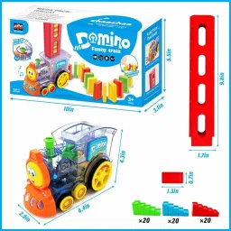 aronet Domino Funny Train Choco Filling Dominos in The Rails - Battery Operated with Lights and Sounds Construction and Stacking Toy for Kids with 60 Multicolor Plastic Domino Tiles image 4