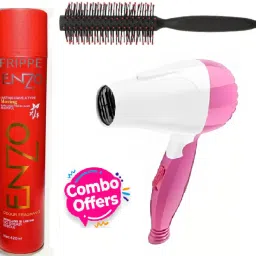 FRIPPE Hair Dryer with Enzo Hair Spray and Round Hair Brush (3 Items in the set) Personal Care Appliance Combo-image-46