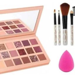 Eaglemart Fashion Makeup Nude Eyeshadow + 5 pcs brush + 1 puff-image-7