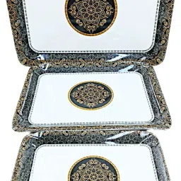 vsfashionhub Melamine Serving 3 pc Tray Set Large Medium Small Size Jug Glass Set image 4