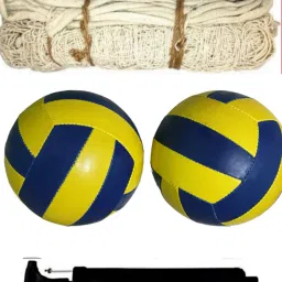 classic volley Y/B combo ball with cotton net and pump Free Volleyball - Size: 4-1