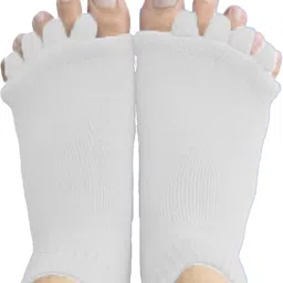 Cotton Foot Alignment Socks I Finger Toe Separator I Free Size for Men & Women Foot Support-image-1