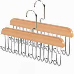 Multi Hook Clothes Hanging Rack, Lingerie, Belts, Scarfs Tops, Bras and Ties Wooden Dress Pack of 2 Hangers ForDress-image-6