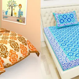 140 TC Cotton Single Jaipuri Prints Flat Bedsheet-image-90