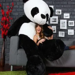 Teddy Bear with Neck Bow Premium Quality Soft Plush Fabric (Black Panda, 3 Feet) - 90 cm (Black, White) - 91 mm-image-14