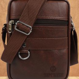 Brown Men Sling Bag Stylish Cross Body Sling bag for Office, Cash, Business Collection, Travelling-image-98