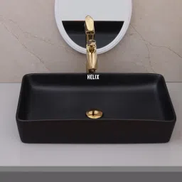 Premium Quality Square Wash Basin (24X14X5 Inch ) Black Matt Finish Table Top Basin-image-26