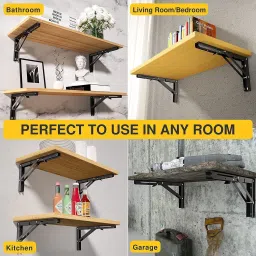 uniaart 2X Folding Shelf Brackets Heavy Duty Floating Shelf Bracket 12 Inch L Shelf Bracket image 3
