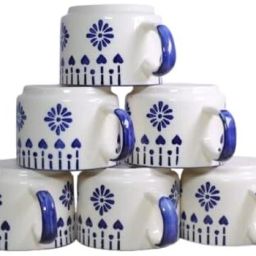 Pack of 6 Ceramic Grey pattern tea cup 6pcs-image-91