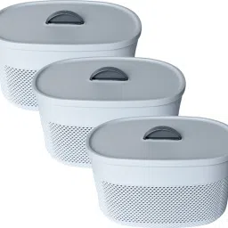 Plastic Unbreakable Small Storage Basket with lid|Grey| Storage Basket-image-17