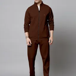triptee Men Night Suit Set Brown Solid-picture-14