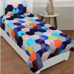 160 TC Polycotton, Microfiber, Cotton Blend Single 3D Printed Flat Bedsheet-image-90
