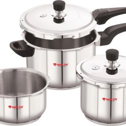 Flat LID Stainless Steel 2+3+5Ltr with 2 Outer Lid Pressure Cooker 2 L, 3 L, 5 L Induction Bottom Pressure Cooker-image-26