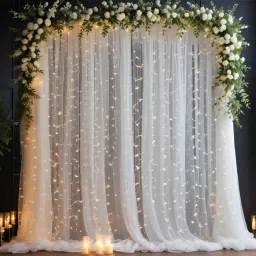 White Net Curtains for Birthday, Anniversary, Wedding, Engagement Decoration-picture-19